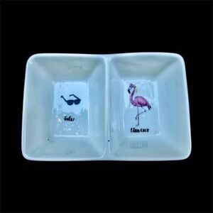 Rae Dunn Flamingo and Sunglasses Divided Dish